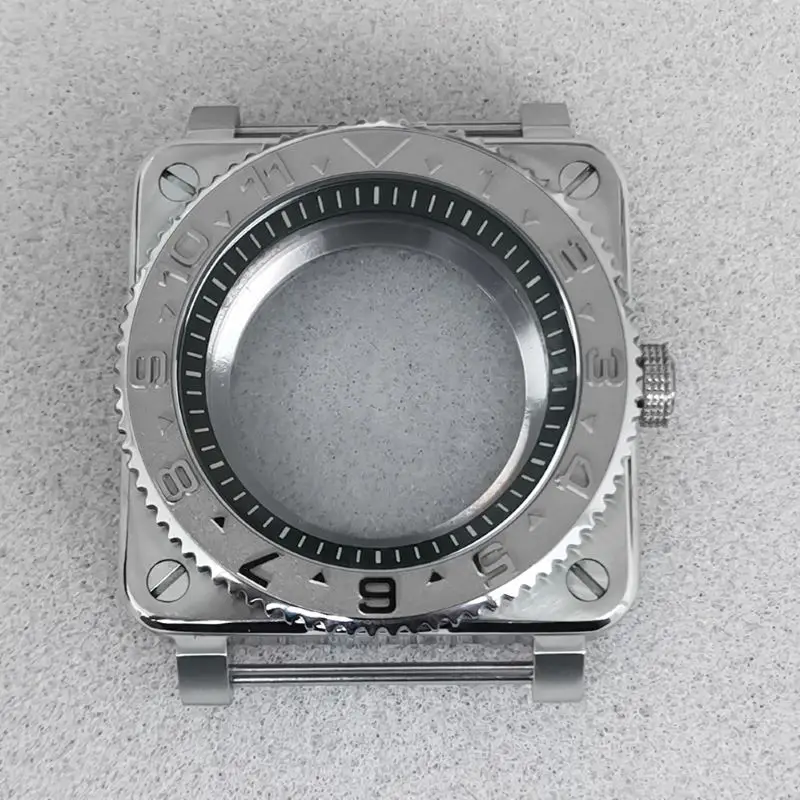 Mod Seiko SKX007 NH35 Case Square Pilot Cockpit Case Fits NH35 NH36 4R Movement Sapphire Crystal Glass Men's Dive Watch Cases