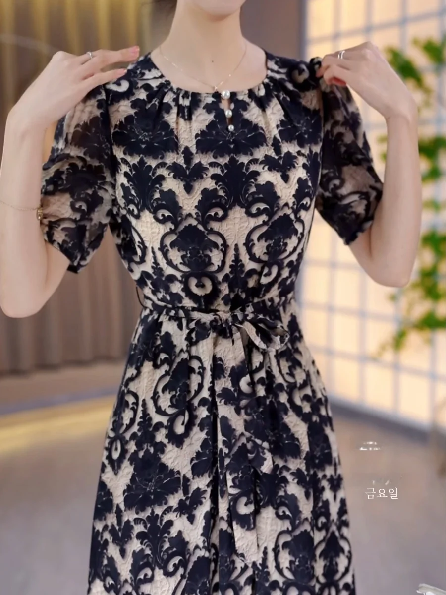 Модное женское роскошное платье с коротким рукавом Новинка лета 2024 изысканная