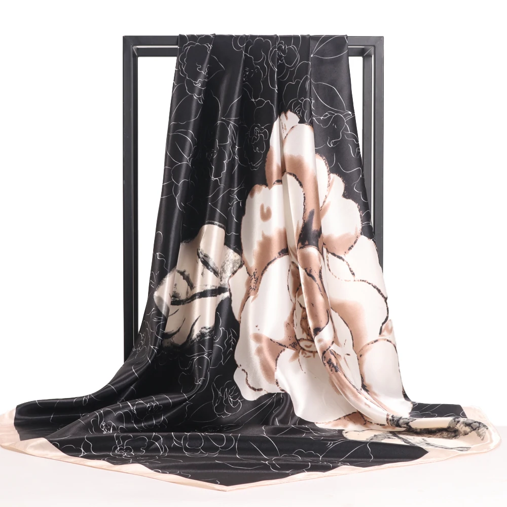 

Женский шёлковый шарф, в стиле ретро, 90x90 см