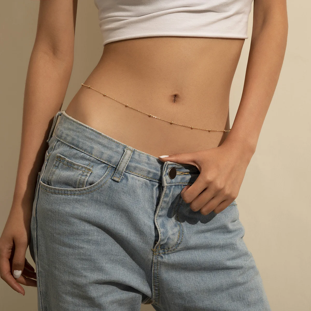 

Classic Simple Gold/Silver Color Round Beads Waist Belly Chain For Women Summer Beach Body Jewelry Festival Accessories Gifts