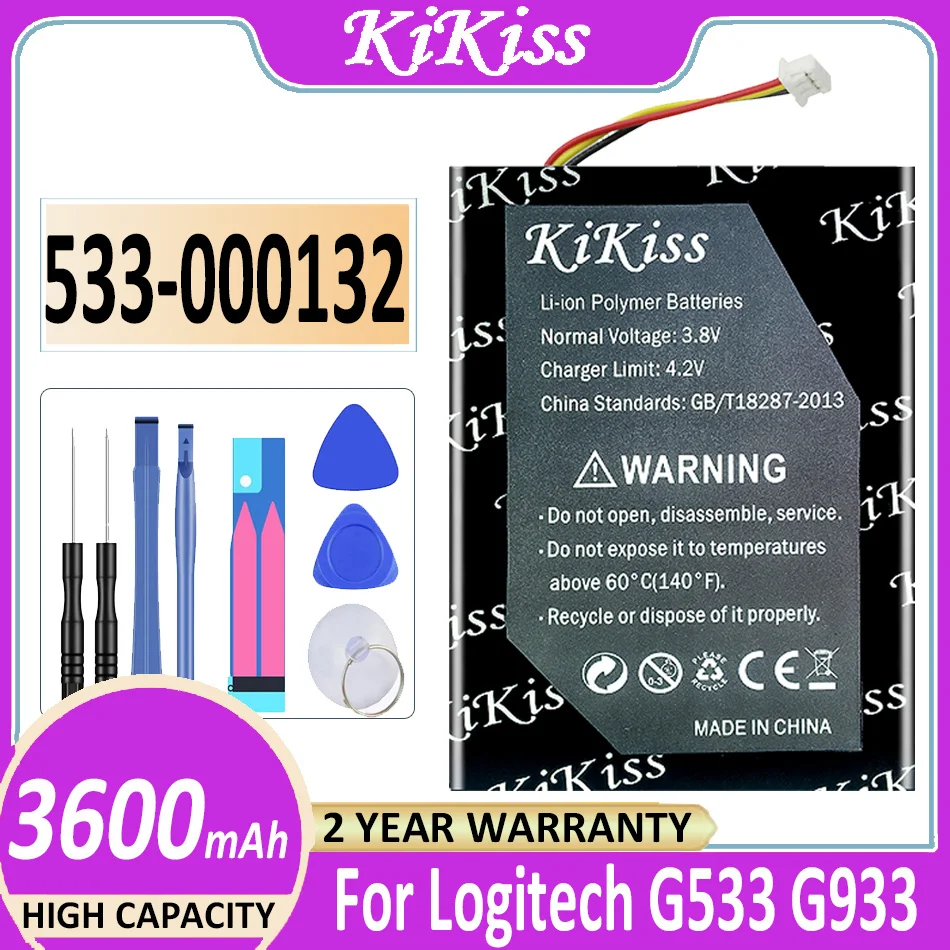 

Аккумулятор KiKiss 533-000132 для Logitech G533 G933, аккумуляторы большой емкости, аккумулятор + Подарочные инструменты
