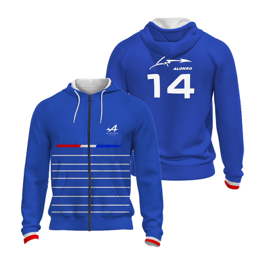 

2022 Winter F1 Official Hot Sale Jacket Formula One Alpine Men And Women Casual Blue Hoodie Racing Zip Sweatshirt