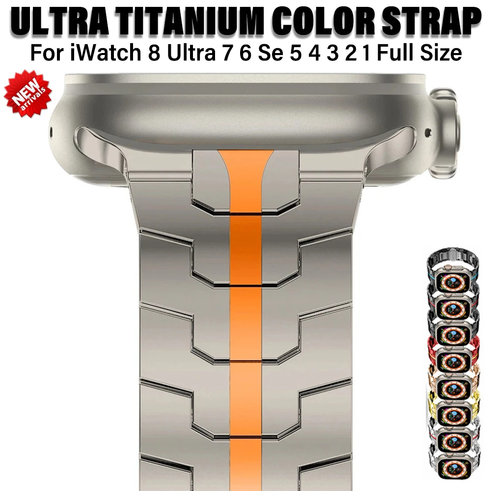 

Ultra Titanium Color Strap For Apple Watch 49mm 45mm 44 42 41mm 38 40mm Luxury Bracelet For iWatch Se 8 7 6 5 4 3 se Metal Band