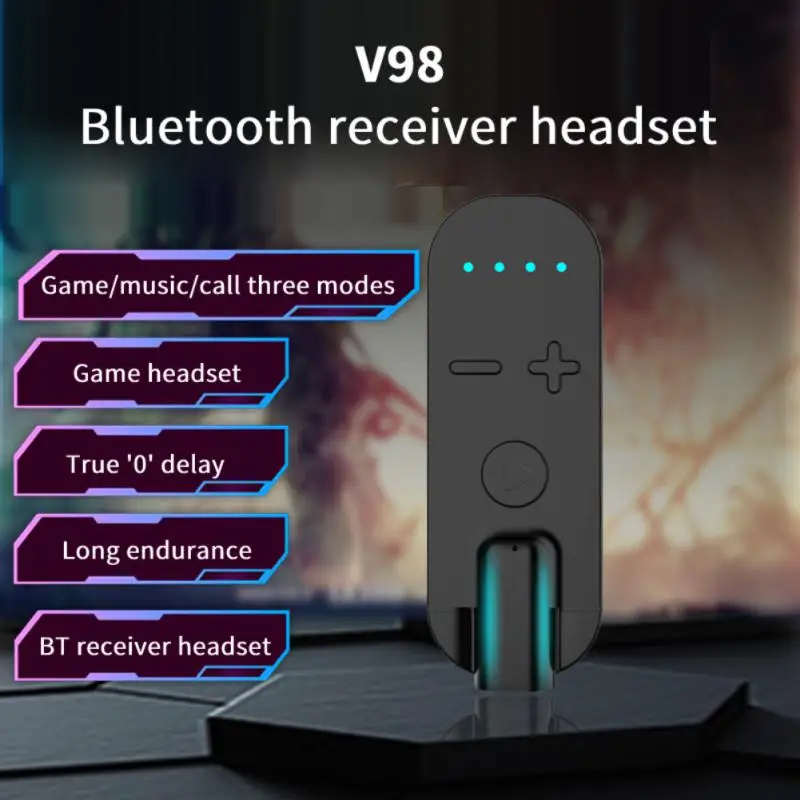 

V98 Collar-clip Bluetooth 5.1 Wired Headset Adapter ENC Noice Cancelling Game Low Latency HiFi Headphone Detachable Audio Cable