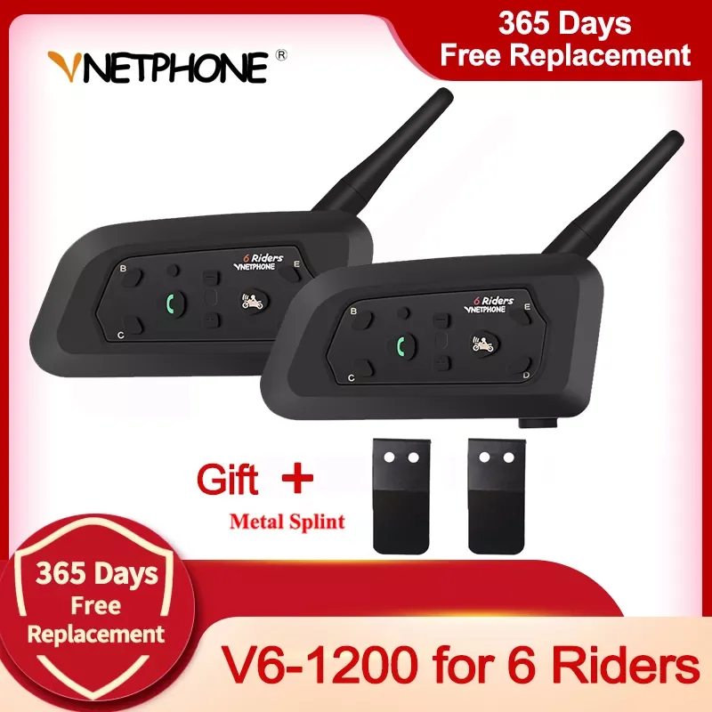 

Vnetphone V6 1200M Motorcycle Bluetooth Helmet Intercom Full Duplex motocicleta Headsets for 6 riders