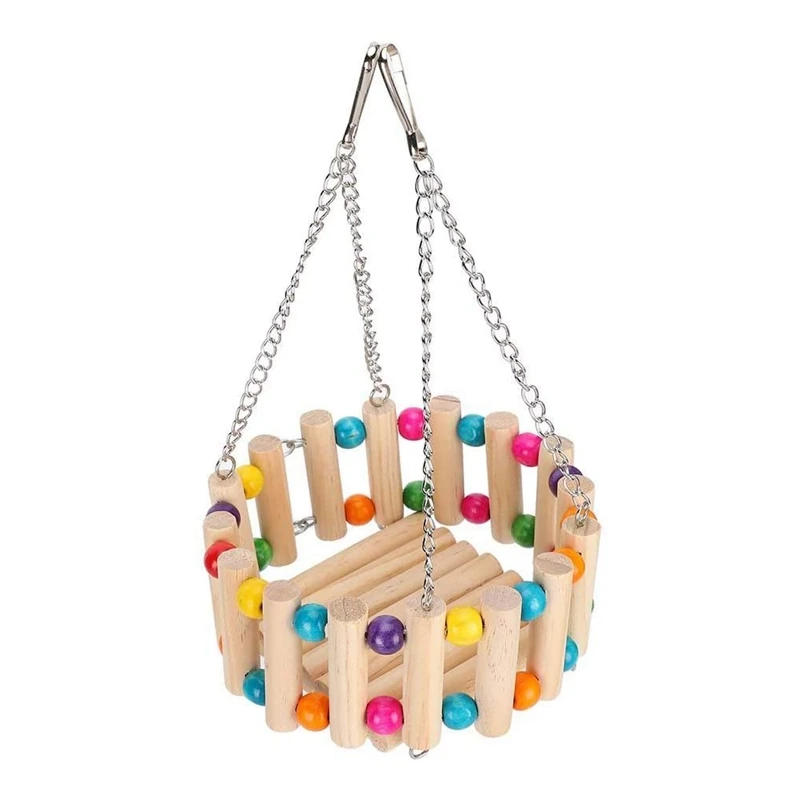 

Гамак из натурального дерева для дома-маленькие качели для животных, игрушка для хомяка, деревянная корзина, качели для Песчанка крыса, попу...