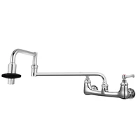 double joint faucet wall mount double handles brass kitchen sink pot filler faucet with folding nozzle