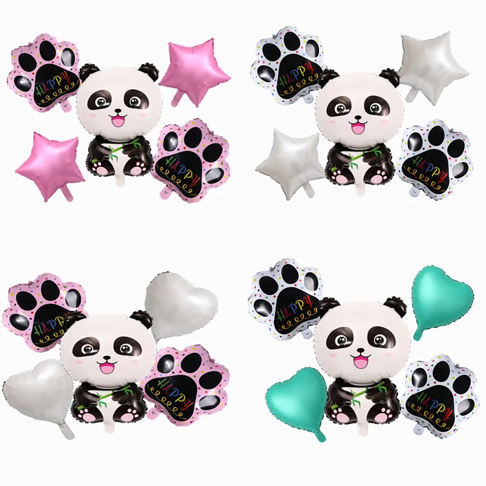 

5pcs/Set Cartoon Panda Foil Helium Balloons 18Inch Panda Paw And Star Heart Balls Kids Birthday Party Baby Shower Decor Kid Toy