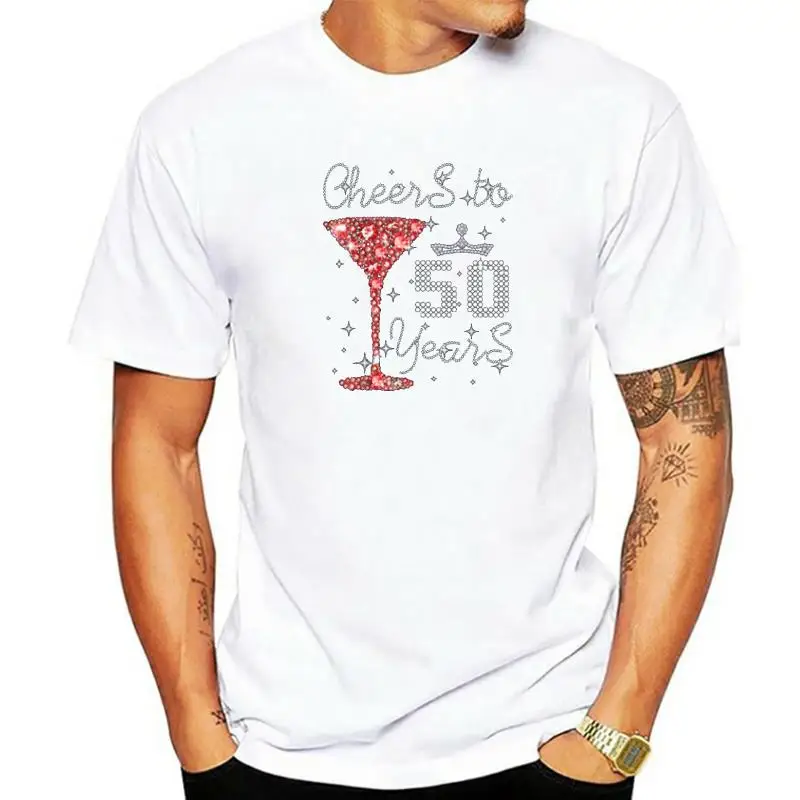

Queen Princess Cheers To 50 Years Old Happy 50th Birthday To Me T-Shirt Women's Fashion Graphic Tee Tops Short Sleeve Blouses