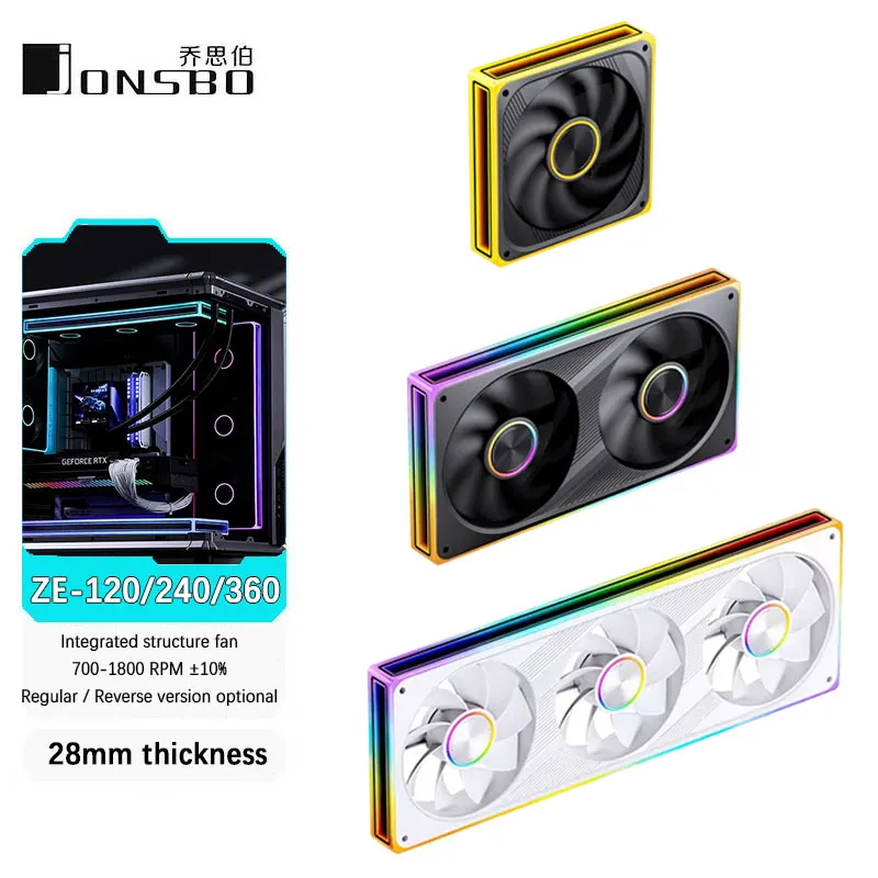 Фото Вентилятор для корпуса JONSBO ZE-120/240/360 120 мм ARGB, Infinity Mirror RGB, PWM-вентилятор, синхронизация с материнской платой, алюминиевый центральный элемент с CD-узором №1