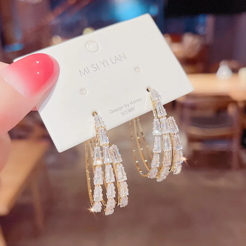 Изысканные креативные открытые геометрические круглые Роскошные циркониевые