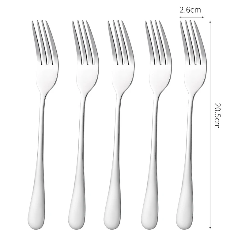 

5PCS stainless steel fork for home Western style pasta steak fork, thickened heavy-duty long handled fruit salad fork