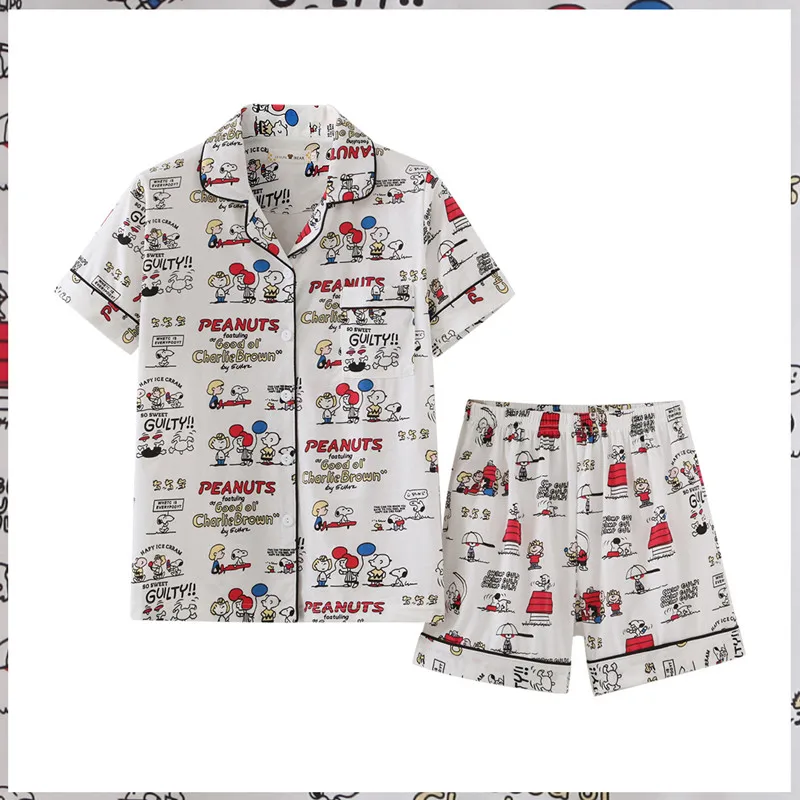 2022 Summer Pajamas for Couple Lovers Pijama Short Tops Cartoon Nightwear Men's Home Clothing Party Cozy Mujer Women Pyjama Ins