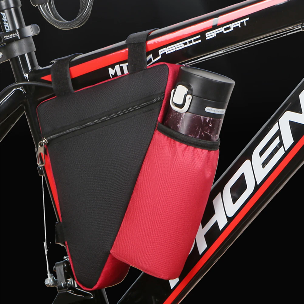 

1.2L Triangle Cycling Bicycle Bag Front Tube Frame Pouch Mountain Bike Frame Holder Storage Bags with Water Bottle Pocket