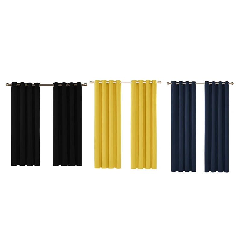 

Set Of 2 Blackout Curtains, Thermal Curtains, Opaque Curtains Room Curtain With Eyelets,108X52in (H X W)