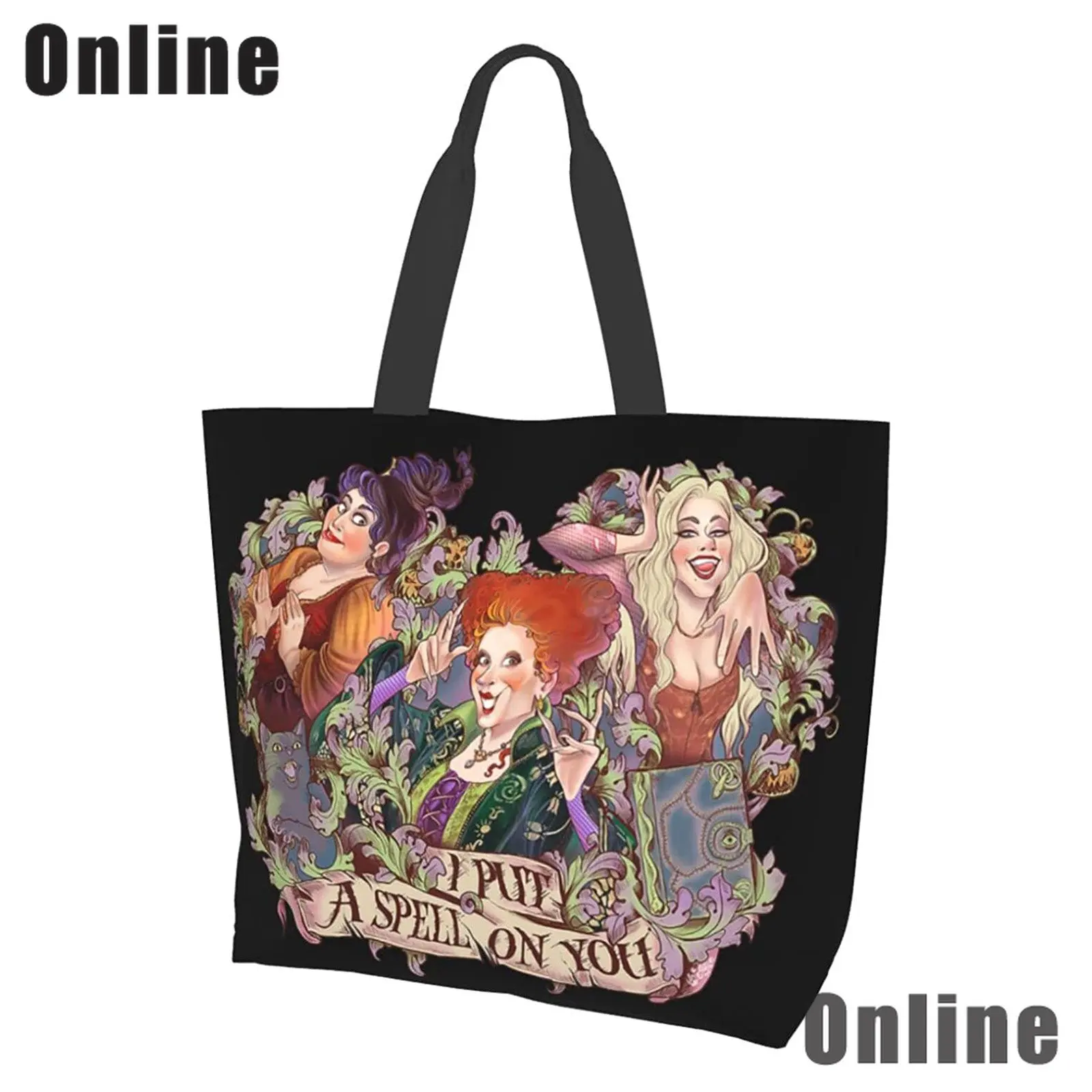 

Hocus Pocus Tote Bag Halloween, Christmas Aesthetic Handbags Heavy Duty for Shopping Grocery Travel Outdoor