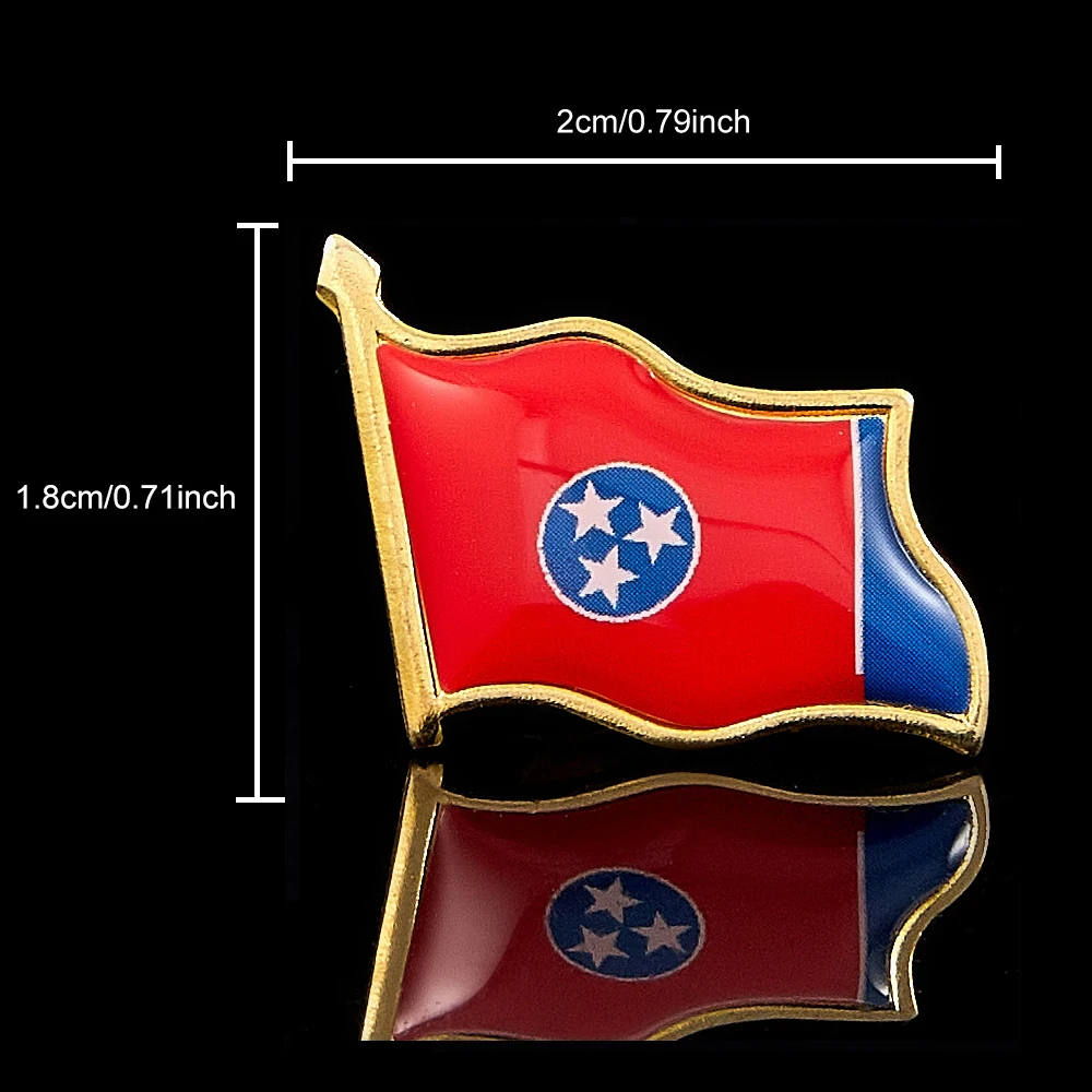 Флаг США Теннесси булавка на лацкан разноцветная значок с пуговицами сзади