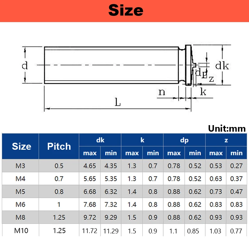 M3 M4 M5 M6 M8 M10 Spot Welding Screws Bolts Sheet Metal Threaded Column Planting Nail 304 Stainless Steel |
