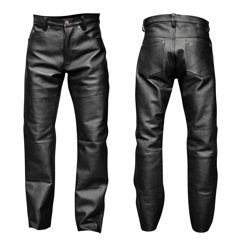 Mens Business Slim Fit Stretchy Black Faux Leather Pants Male Elastic Tight Trousers PU Leather Shiny Pencil Pants