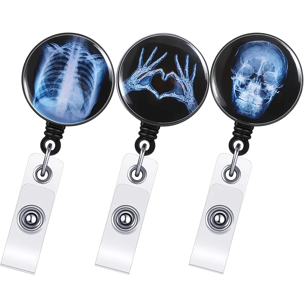 

3 Pcs Badge Clip Medical Assistant Easy Buckle Nurse Abs Reel Key Card Holder Retractable Radiology Accessories