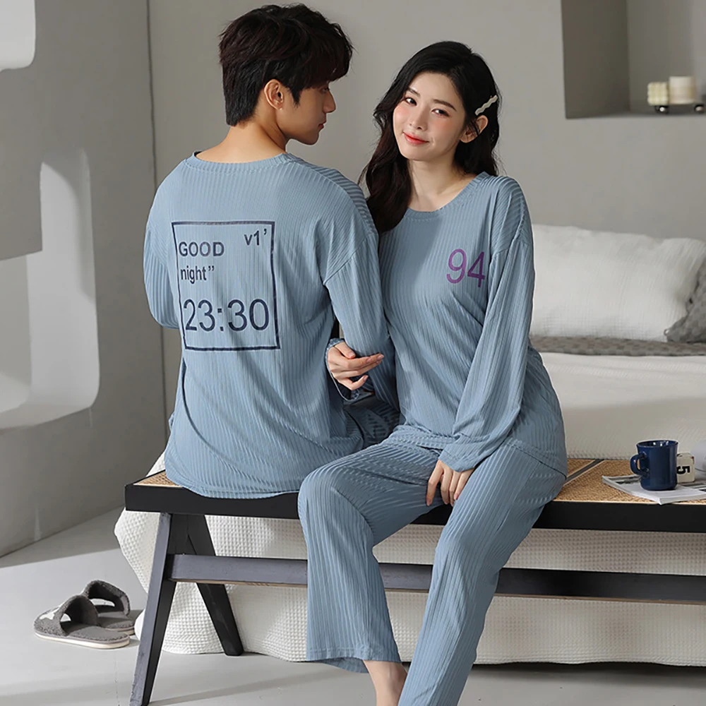 Male Elastic Milk Silk Pajamas for Couples Japanese Style Letters Print Pajama Sets 4XL Women Casual Breathable pijama hombre