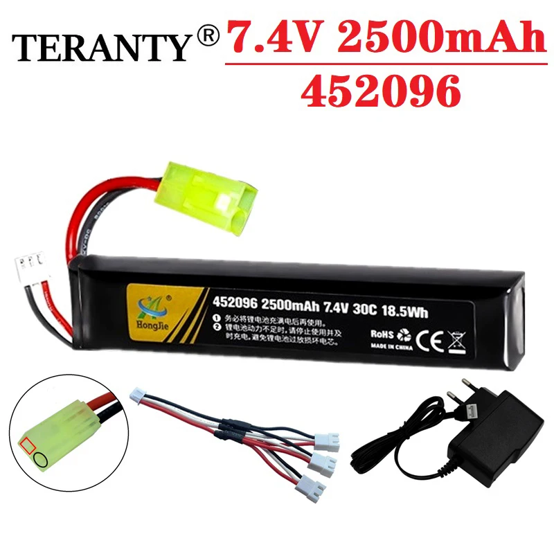

7.4v 2500mAh Lipo Battery +Charger for Water Gun 2S 7.4V battery for Mini Airsoft BB Air Pistol Electric Toys Guns Parts