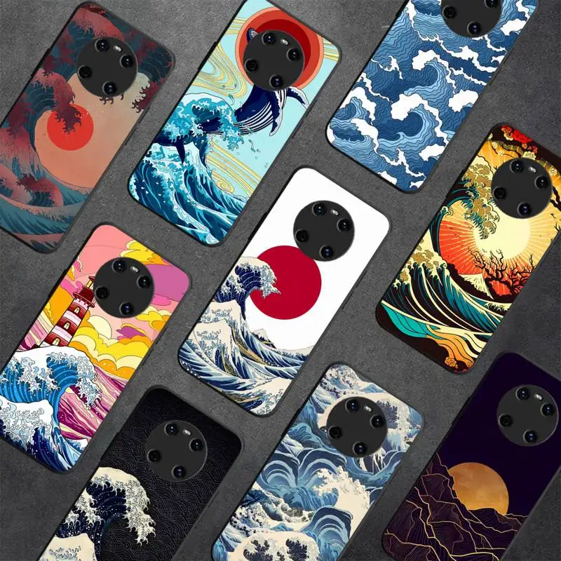 

Japanese Style Waves Phone Case for Huawei Y 6 9 7 5 8s prime 2019 2018 enjoy 7 plus