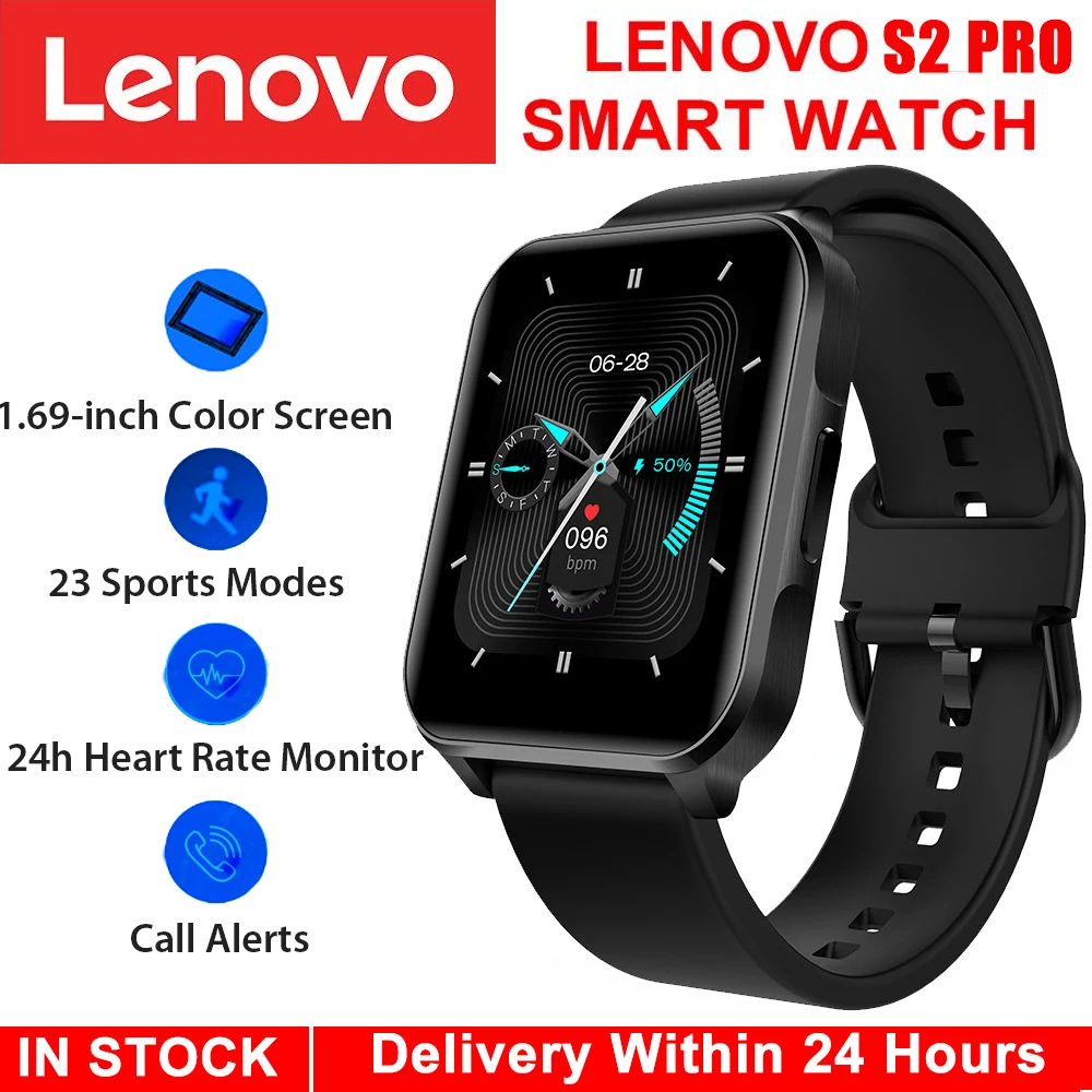 

Смарт-часы Lenovo S2 Pro мужские с термометром, пульсометром и сенсорным экраном 1,69 дюйма