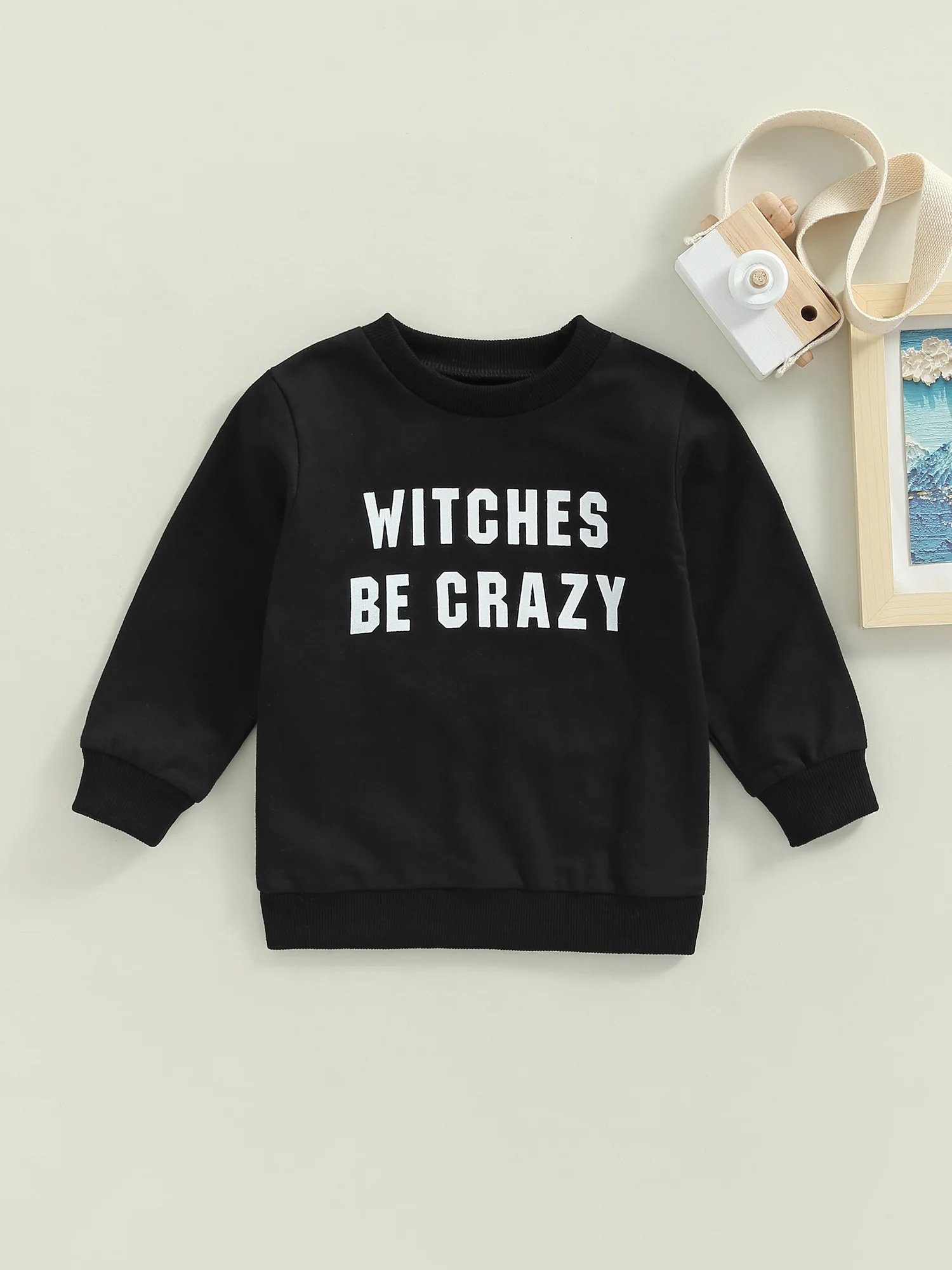

0-24M Toddler Baby Boys Halloween Sweatshirts Letter Print Round Neck Long Sleeve Pullovers Spring Autumn Casual Tops