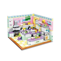 moc friends series mini brick cottage kitchen bathroom study girl puzzle assembled building blocks castle childrens kidstoys