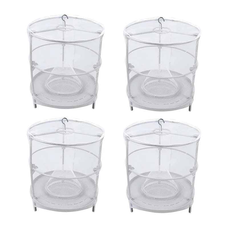 

4 Pack Reusable Ranch Fly Traps Outdoor With Fly Bait, Hanging Stable Fly Killer Cage Outdoor Fly Trap, Fly Catcher Bag