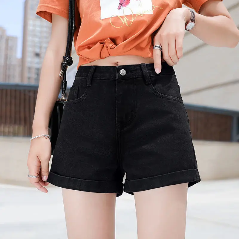 

Women's Fashion Casual Denim Shorts Women's Summer Versatile Slim High Waist A-Line Wide Leg Loose Fashion ins Pants