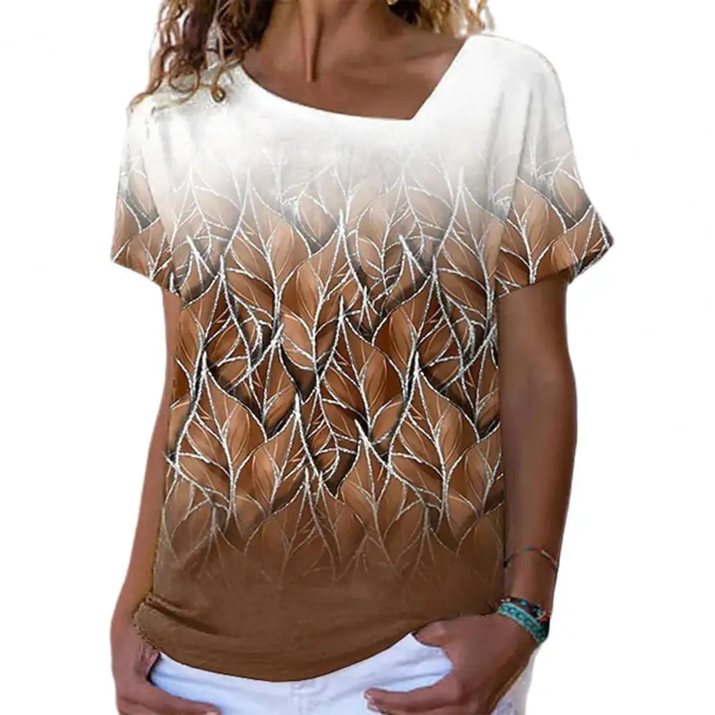 

2022 Summer Women's Floral Tree Theme Painting T Shirt Short Sleeve Girls T-shirt Leaves Summer T-Shirt Female Clothing