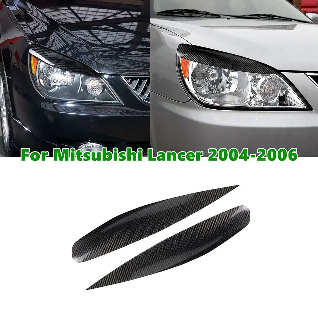 

Car Styling 2Pcs Real Carbon Fiber Headlight Eyebrows Eyelids Trim For Mitsubishi Lancer 2004 2005 2006 Lamp Hoods Car Stickers