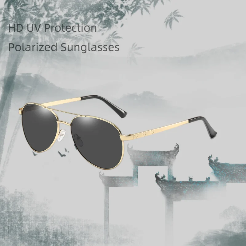 Simple double beam frame UV protection polarized sunglasses 6038