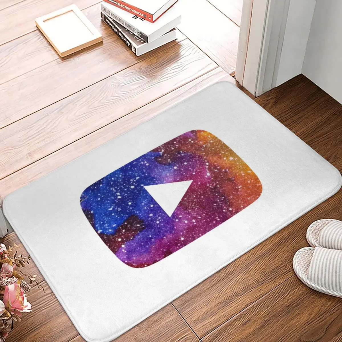 

YouTube Play Button Space Doormat Rug Carpet Mat Footpad Polyester Non-slip Dust-Proo Entrance Kitchen Bedroom Balcony Toilet