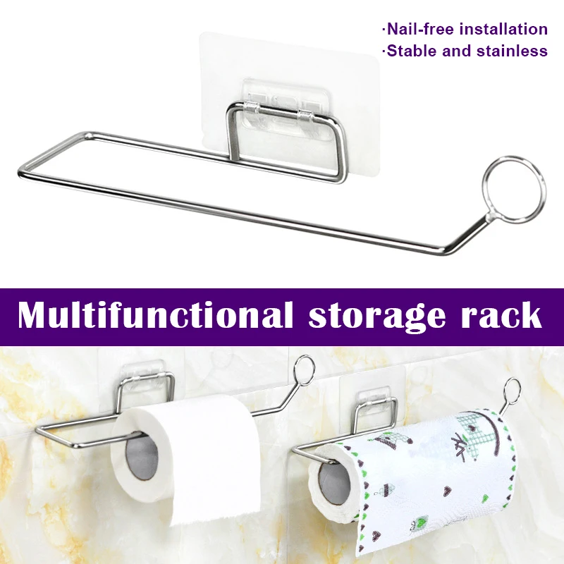 

New Toilet Paper Holder Stainless Steel Bathroom Suction Hanger Tissue Rack Kitchen Towel Hanging Rack Paper Holders Hardware