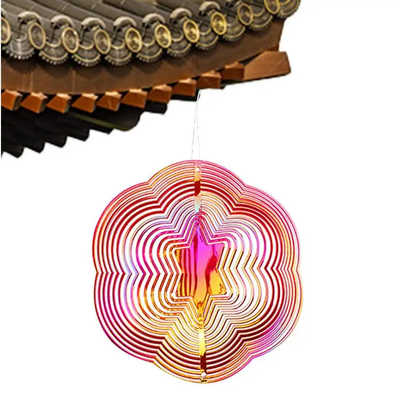 

Wind Spinners Hexagram Shiny 3D Wind Catcher Rotating Wind Chime Bell For Garden Balcony Home Hang Decoration Ornament Gift