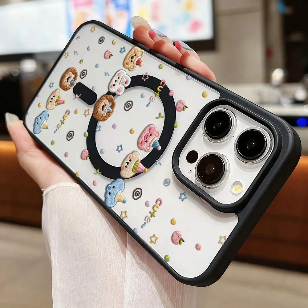 Фото Эстетичный мини-чехол с мультяшными животными для iPhone 17, 14, 15, 16, 13 Pro Max, 14, 15, 16 Plus, 17, 16, 15 Pro, прозрачная накладка №2