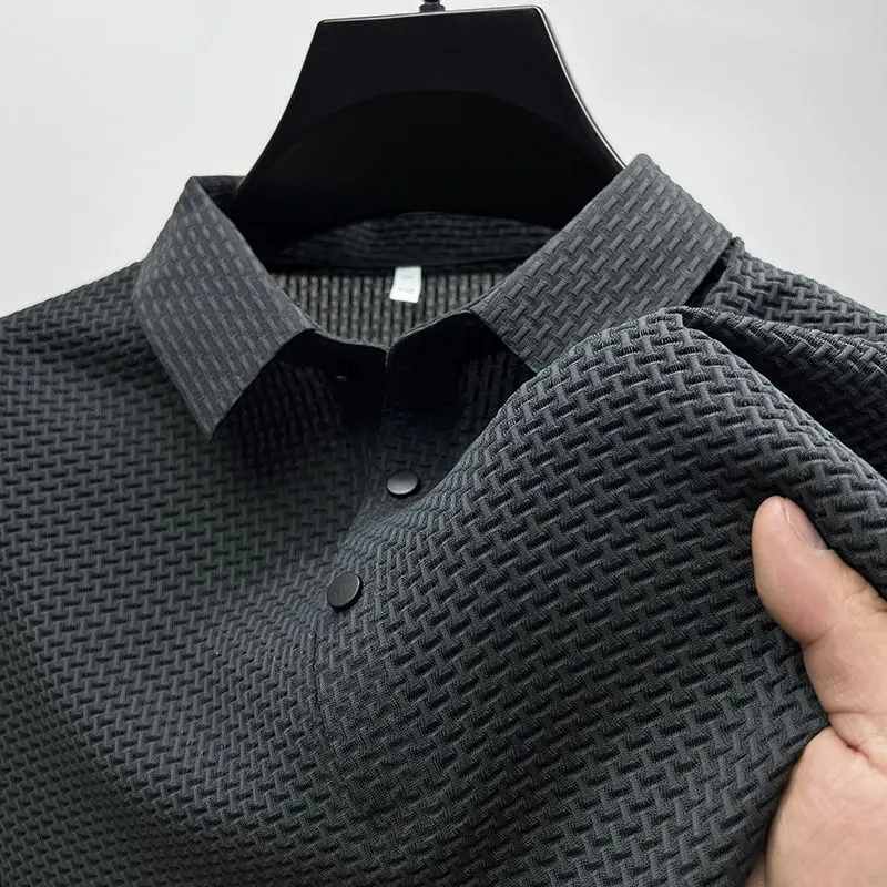 

High Quality Men's Solid Color Polo Shirt 2023 Summer New High-end Business Leisure Sports Male Casual Polo Shirt Tops R137