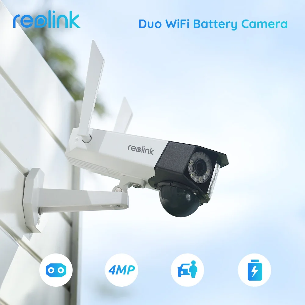 Reolink двойная линза Duo WiFi камера 4MP солнечная батарея с широким обзором наружная