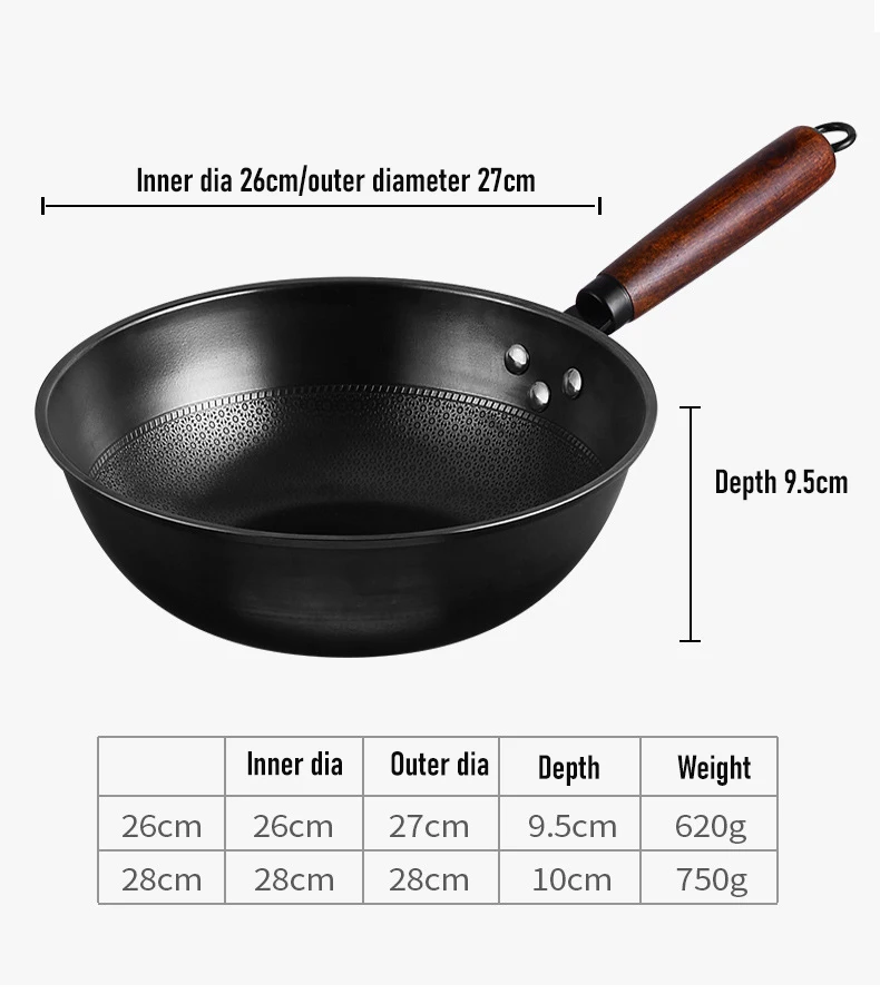 Чугунная сковорода с деревянной ручкой 26/28 см