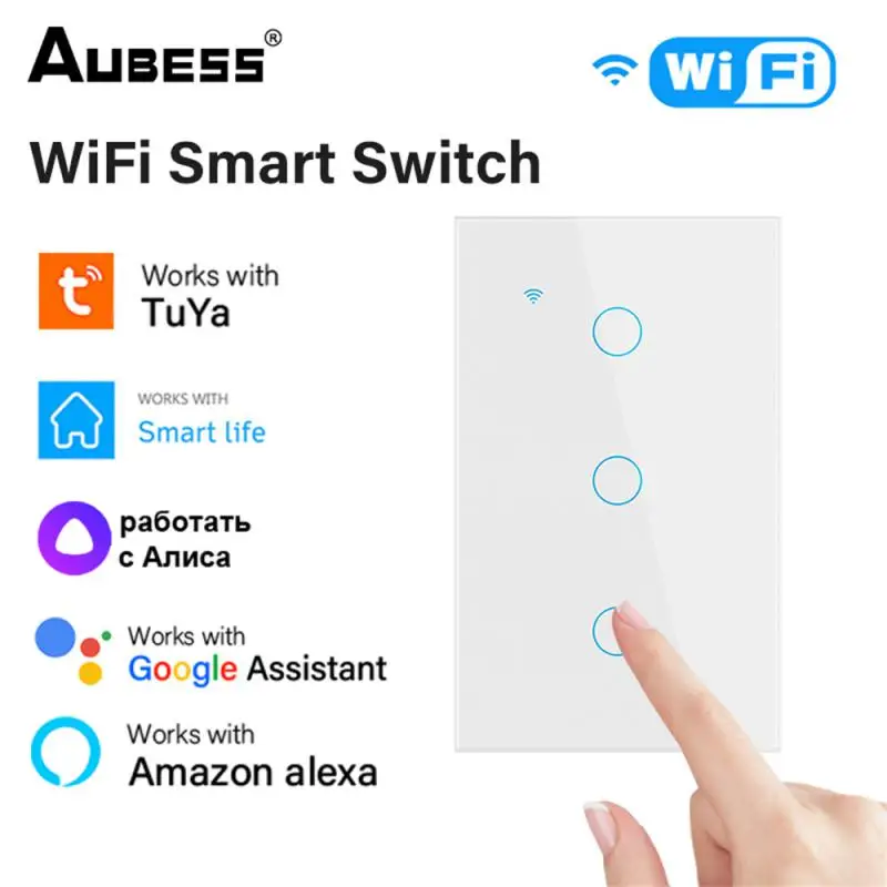 

RYRA 1/2/3/4Gang Tuya Smart Life Touch Switch Home Lamp Wall Button Neutral Wire Work With Alexa And Google Home Assistant