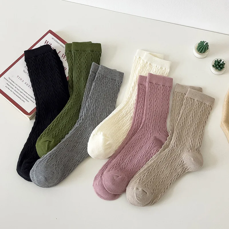 

Носки корейские однотонные женские, натуральные хлопковые японские носки кремового цвета, для весны и лета