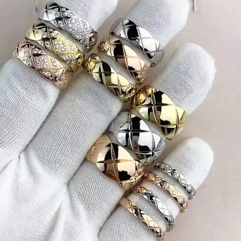 

2022 hot sale 925 sterling silver cut rose gold and gold and silver rings, luxury fashion brand men's and women's holiday gifts