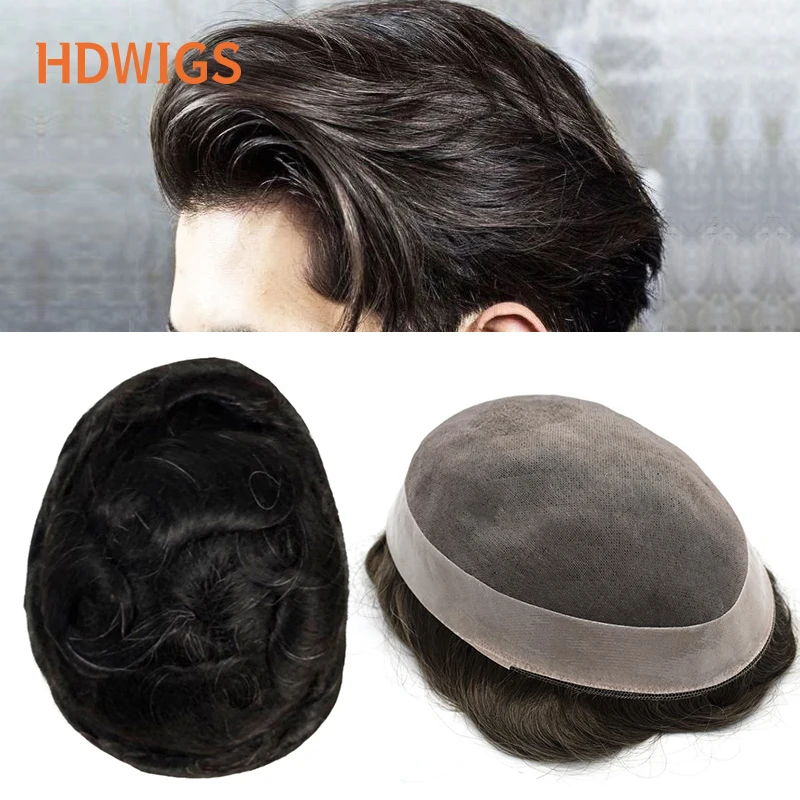 Men Capillary Prosthesis Fine Mono NPU Natural Wig for Men 30mm Wave Indian Human Remy Hair System Fashion Toupee Natural Color