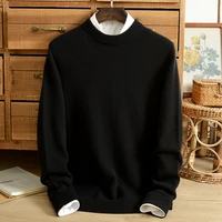winter pure cashmere sweater mens round neck double strand thickened seamless one solid color bottoming shirt casual knitting