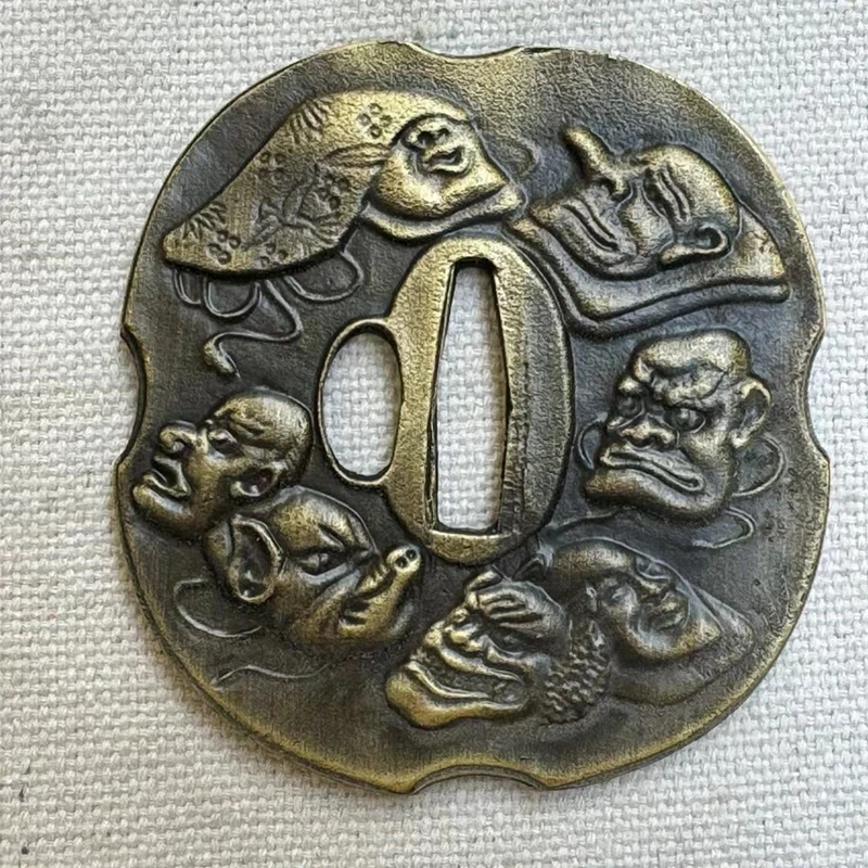 Фото Украшение дома, часть меча, защита лезвия Tsuba, семь головы монстра, использование самурая, катана, ножи, сабля №2