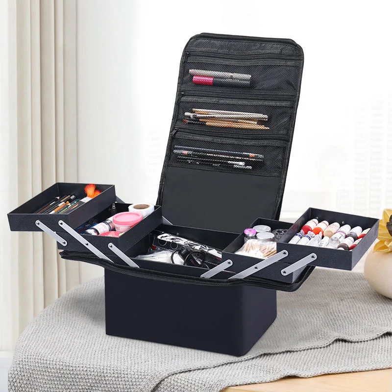 

Women Make Up Box Large Capacity Multi-layer Manicure Hairdressing Embroidery Tool Kit Cosmetics Storage Toiletry Bag