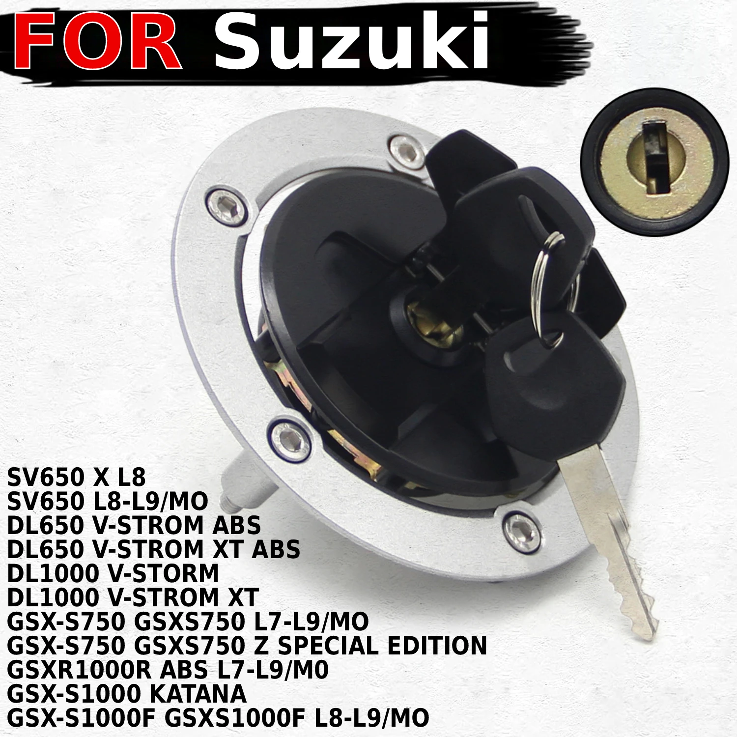 

Замок крышки топливного бака зажигания мотоцикла с ключом для Suzuki SV650 L8-L9/MO GSX-S750 GSXS750 L7-L9 MO GSX-S1000